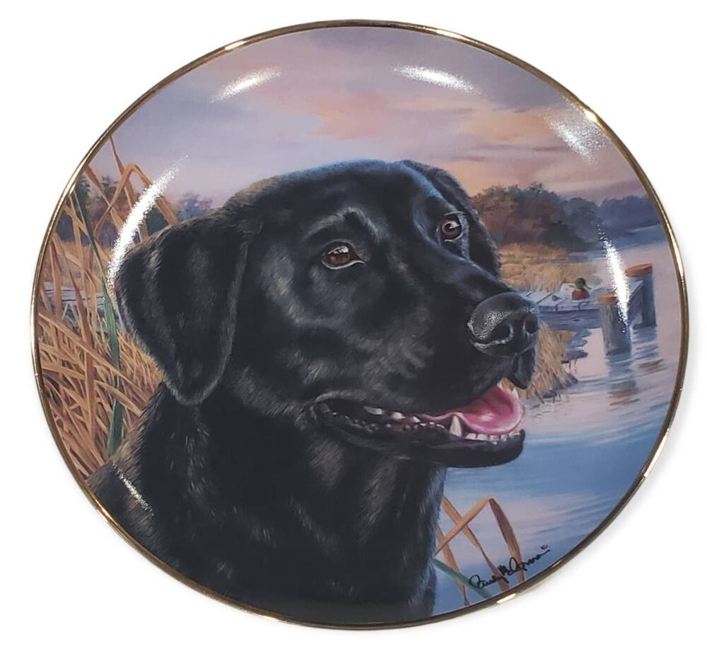 Franklin Mint AWAITING HIS MASTERS CALL Dog Collector Plate by Randy McGovern